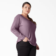 "Women's Plus Henley Long Sleeve Shirt"