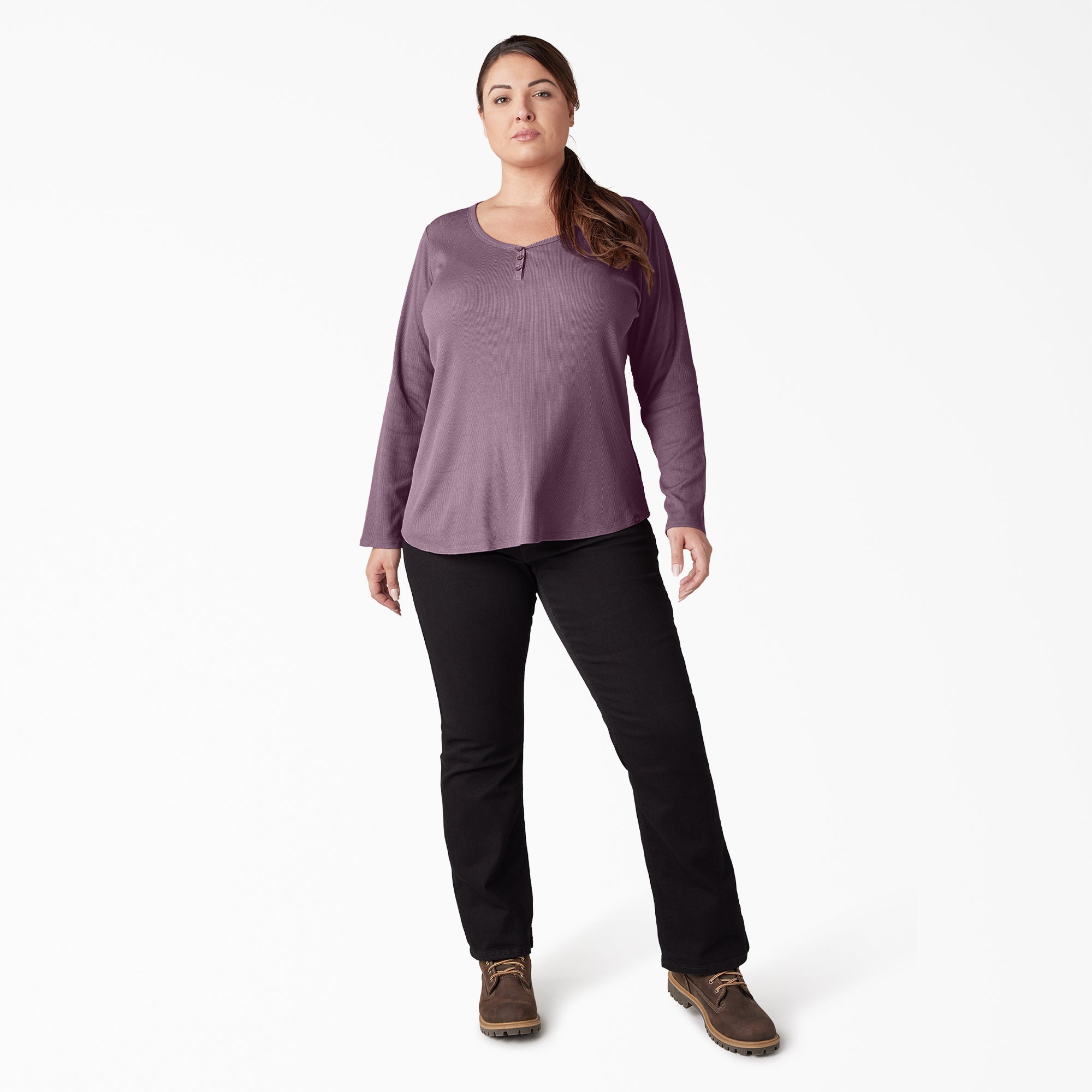 "Women's Plus Henley Long Sleeve Shirt"