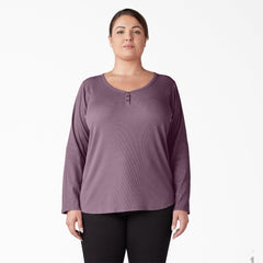 "Women's Plus Henley Long Sleeve Shirt"