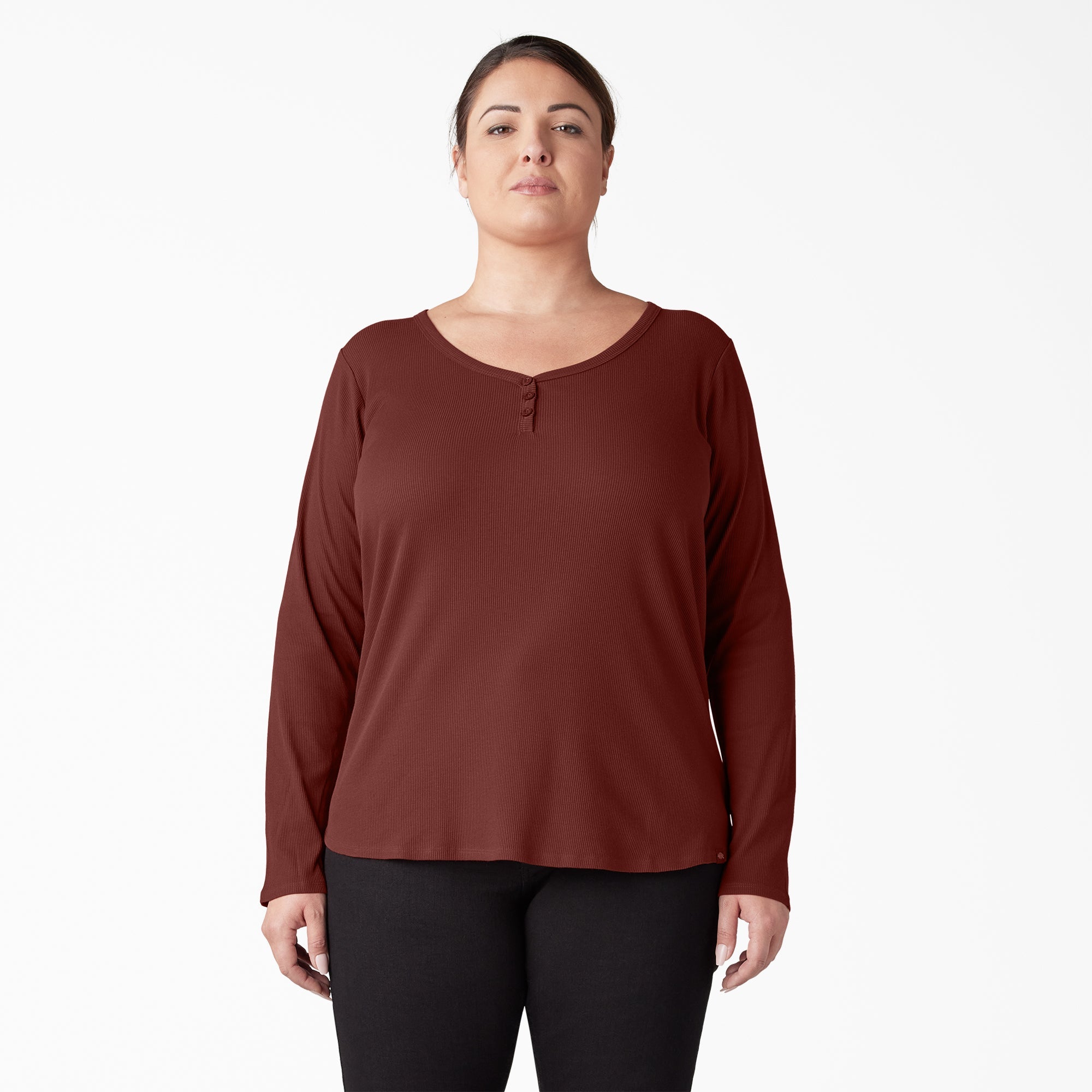 "Women's Plus Henley Long Sleeve Shirt"