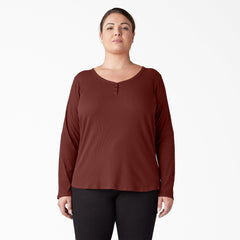 "Women's Plus Henley Long Sleeve Shirt"