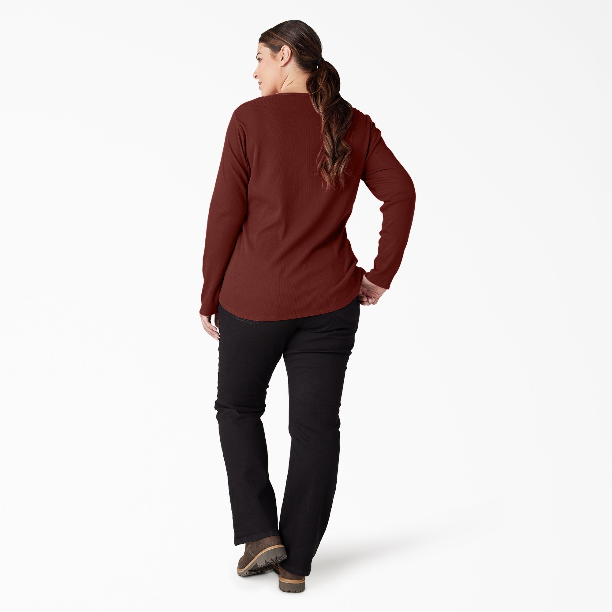 "Women's Plus Henley Long Sleeve Shirt"