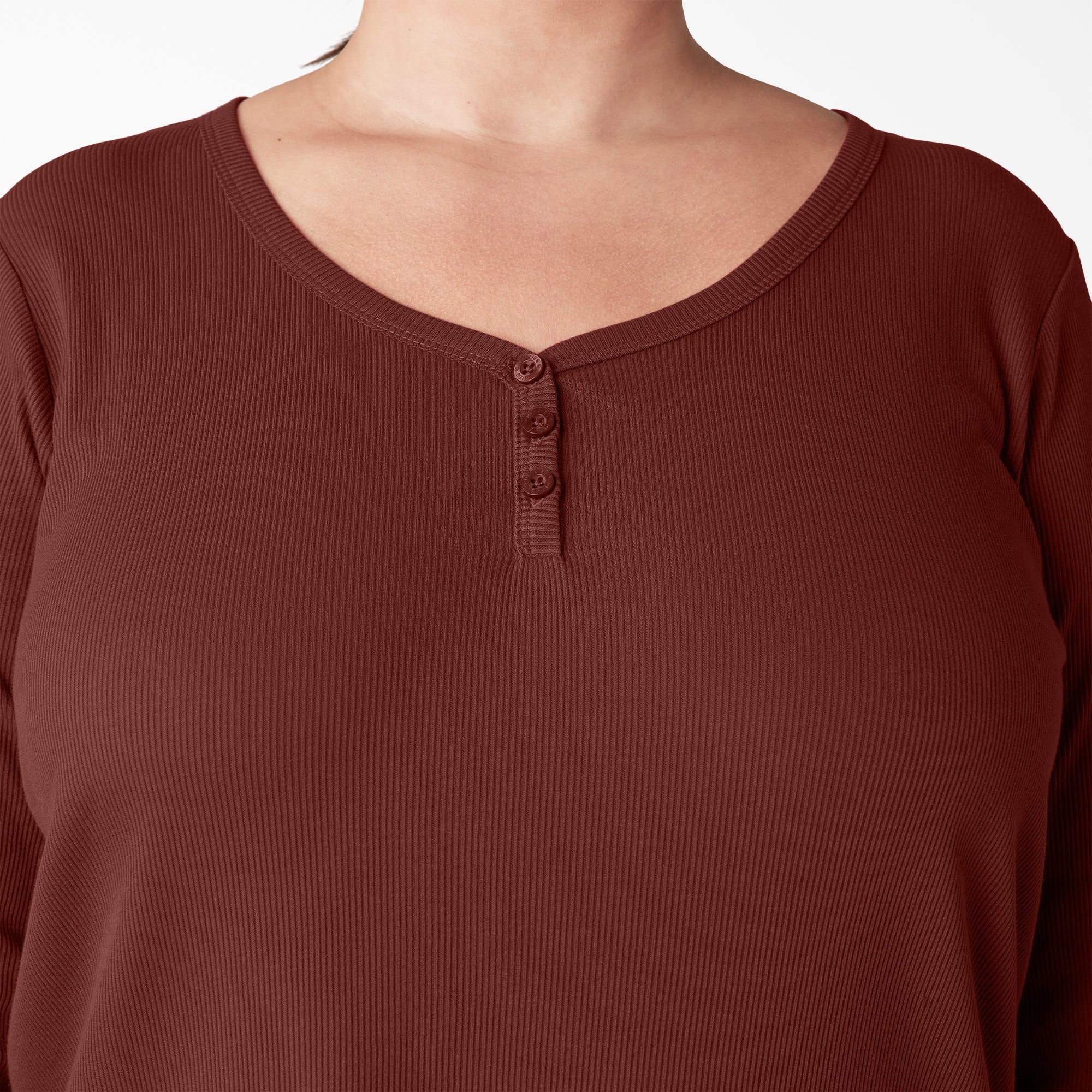 "Women's Plus Henley Long Sleeve Shirt"