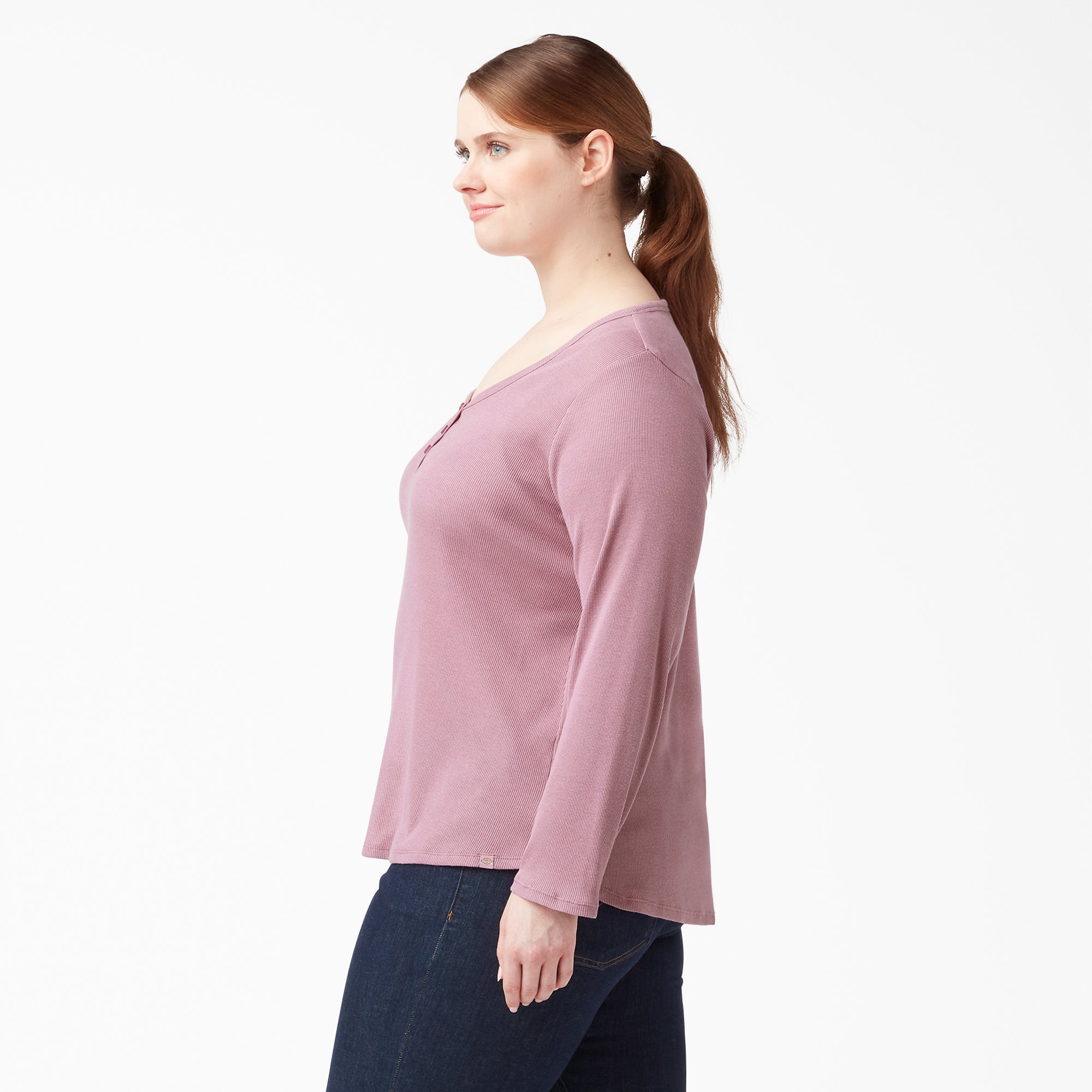 "Women's Plus Henley Long Sleeve Shirt"