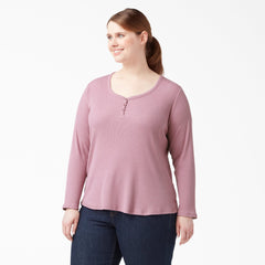 "Women's Plus Henley Long Sleeve Shirt"