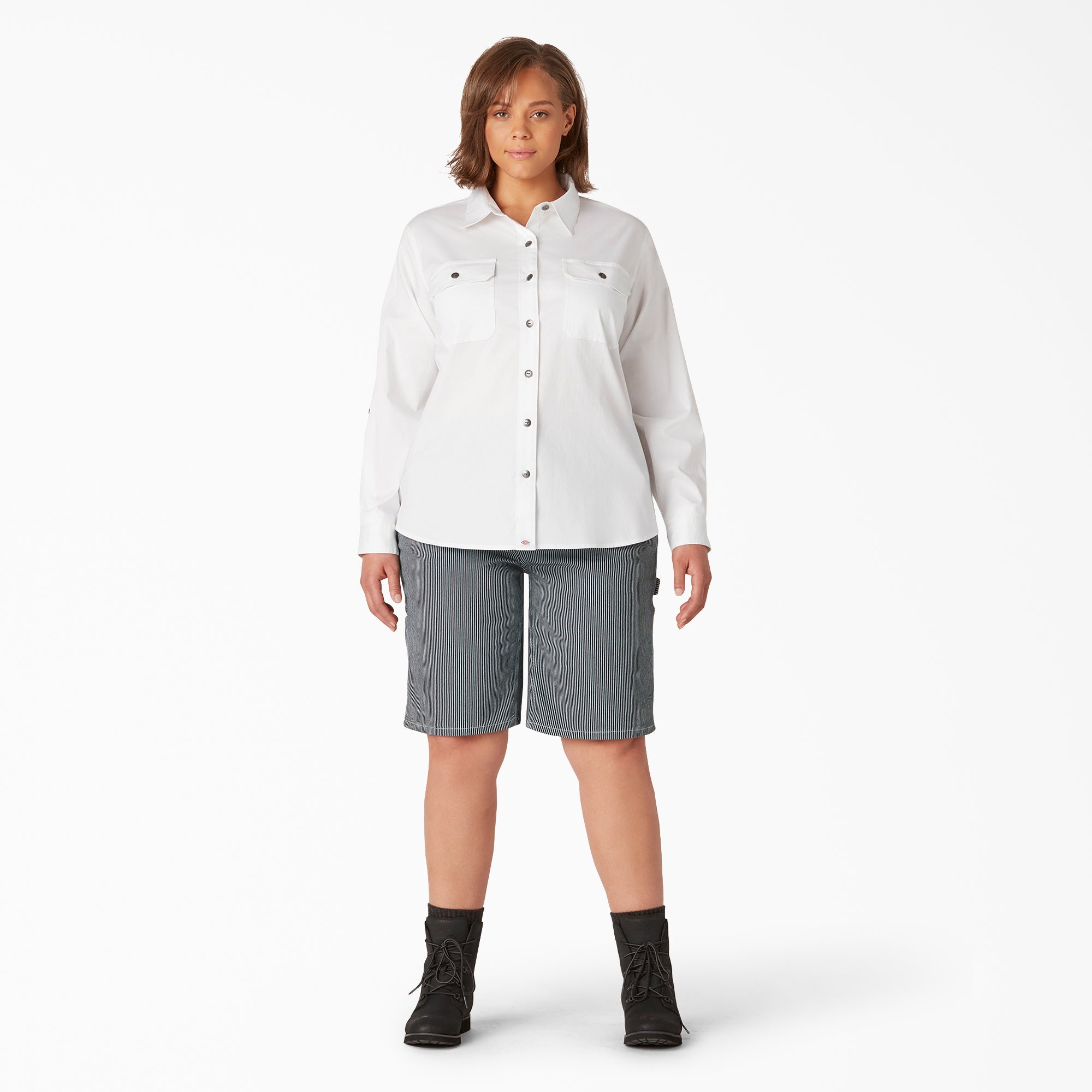 "Women's Plus Long Sleeve Roll-Tab Work Shirt"