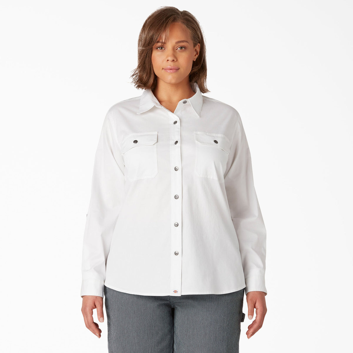 "Women's Plus Long Sleeve Roll-Tab Work Shirt"