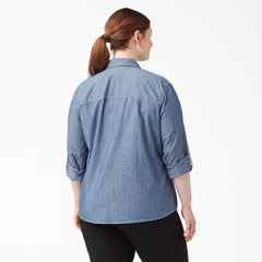 "Women's Plus Chambray Roll-Tab Work Shirt"