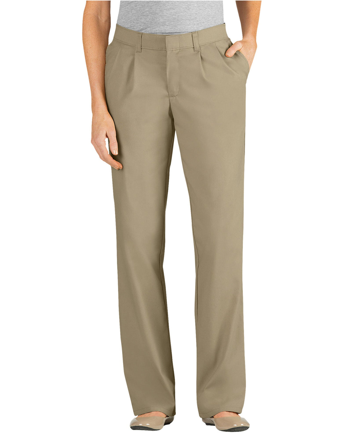 "Women's Relaxed Fit Straight Leg Pleated Front Pants"
