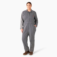 "Women's Plus Relaxed Fit Long Sleeve Hickory Stripe Coveralls"