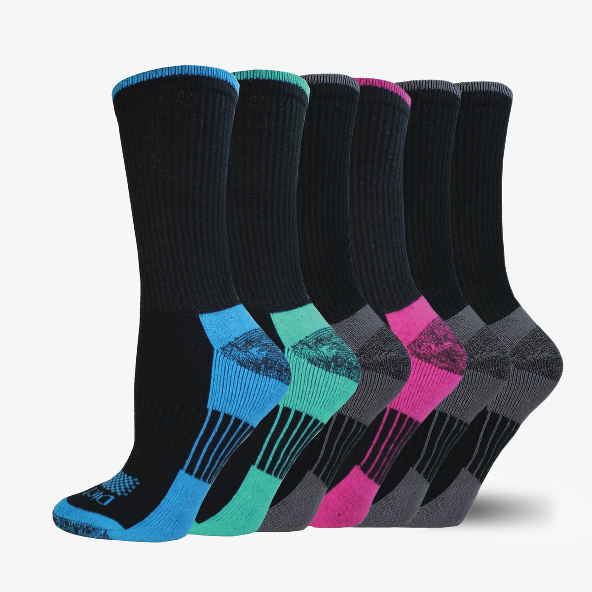 "Women's Moisture Control Crew Socks, Size 6-9, 6-Pack"