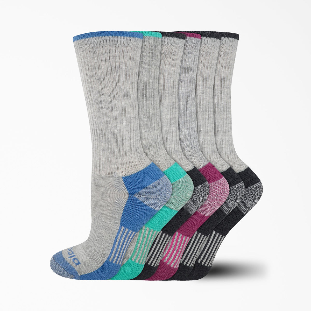"Women's Moisture Control Crew Socks, Size 6-9, 6-Pack"
