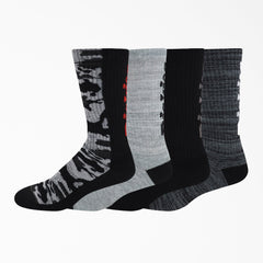 "Logo Camo Crew Socks, Size 6-12, 4-Pack"