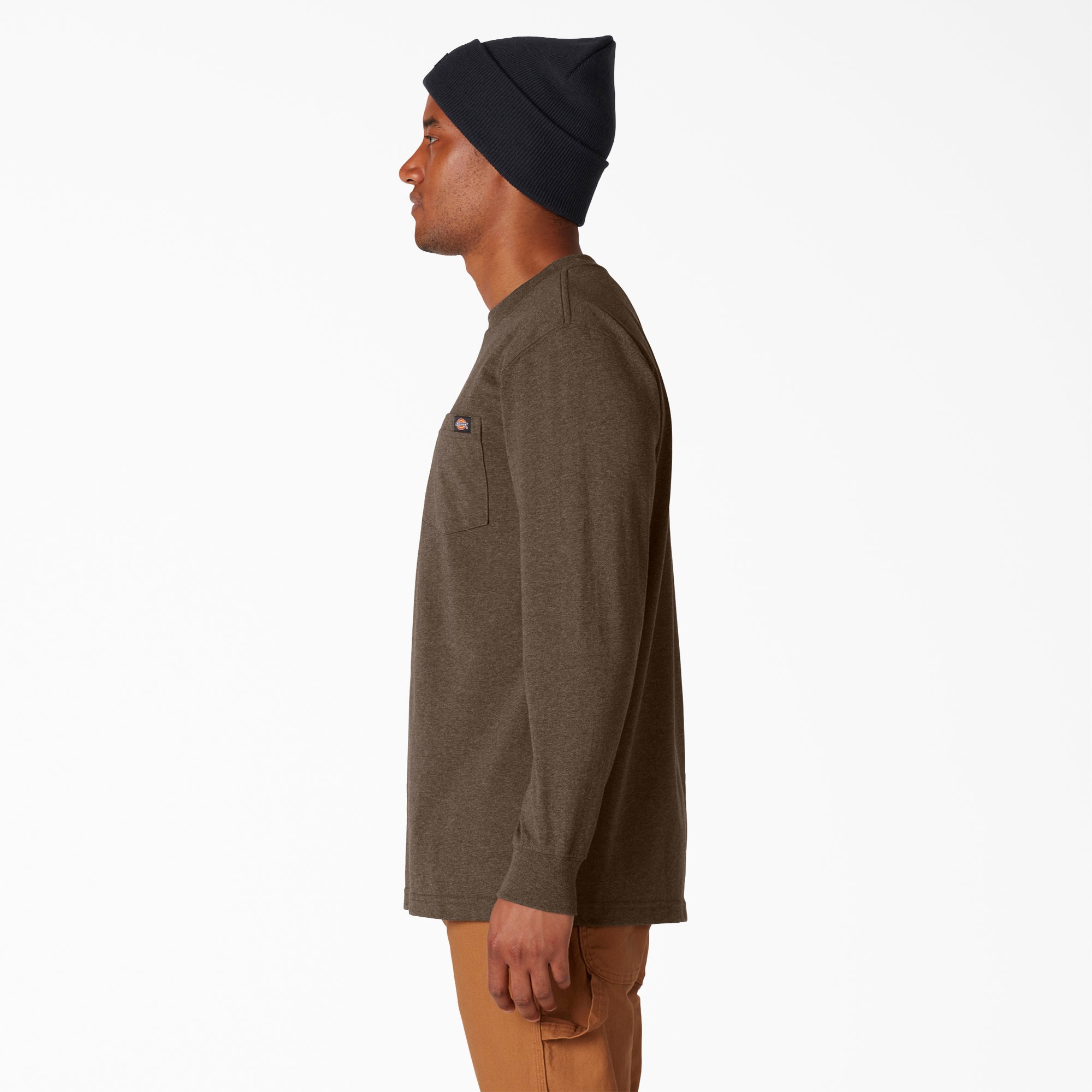 "Heavyweight Heathered Long Sleeve Pocket T-Shirt"