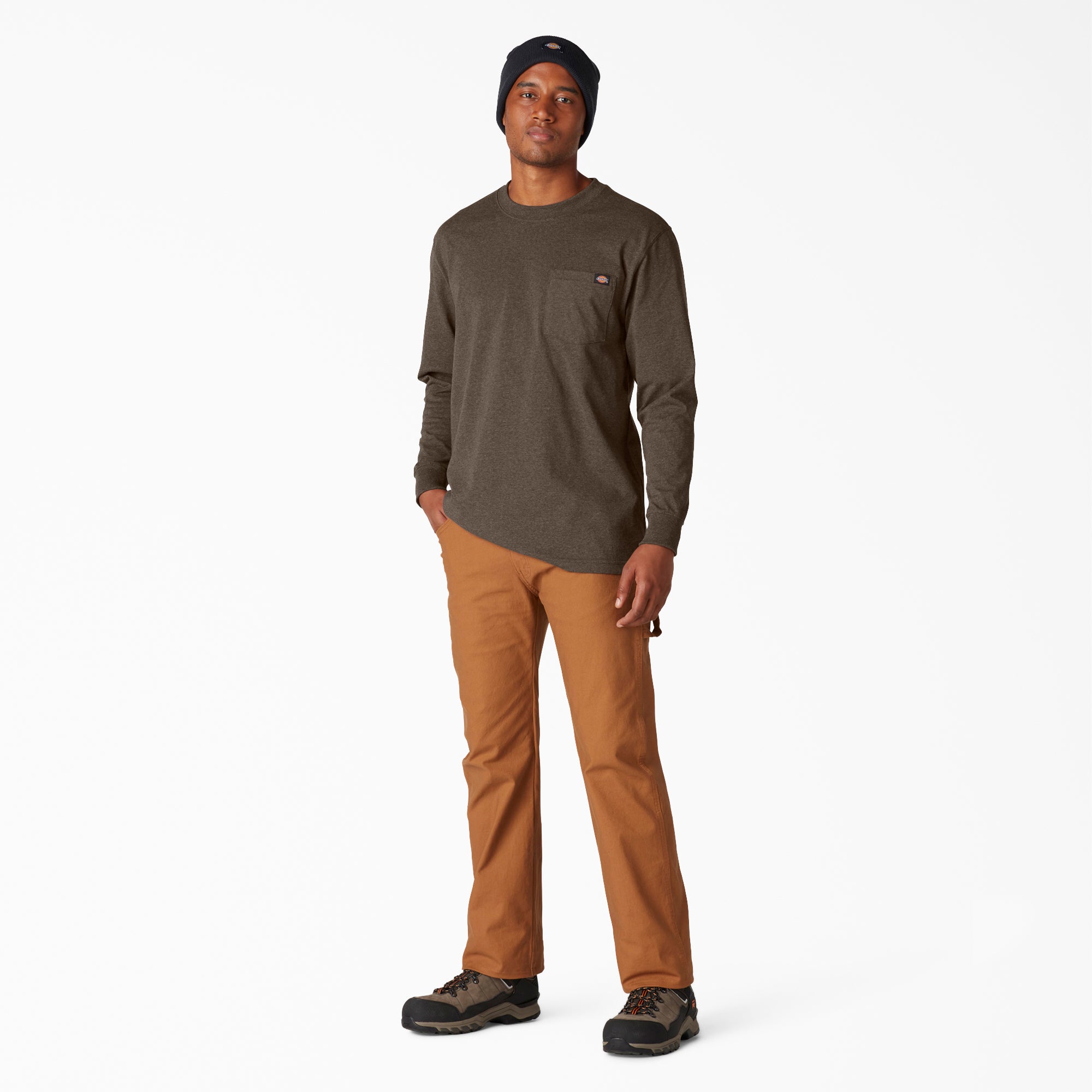 "Heavyweight Heathered Long Sleeve Pocket T-Shirt"