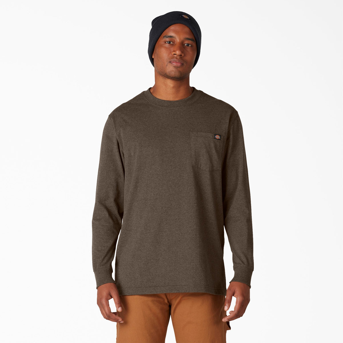 "Heavyweight Heathered Long Sleeve Pocket T-Shirt"