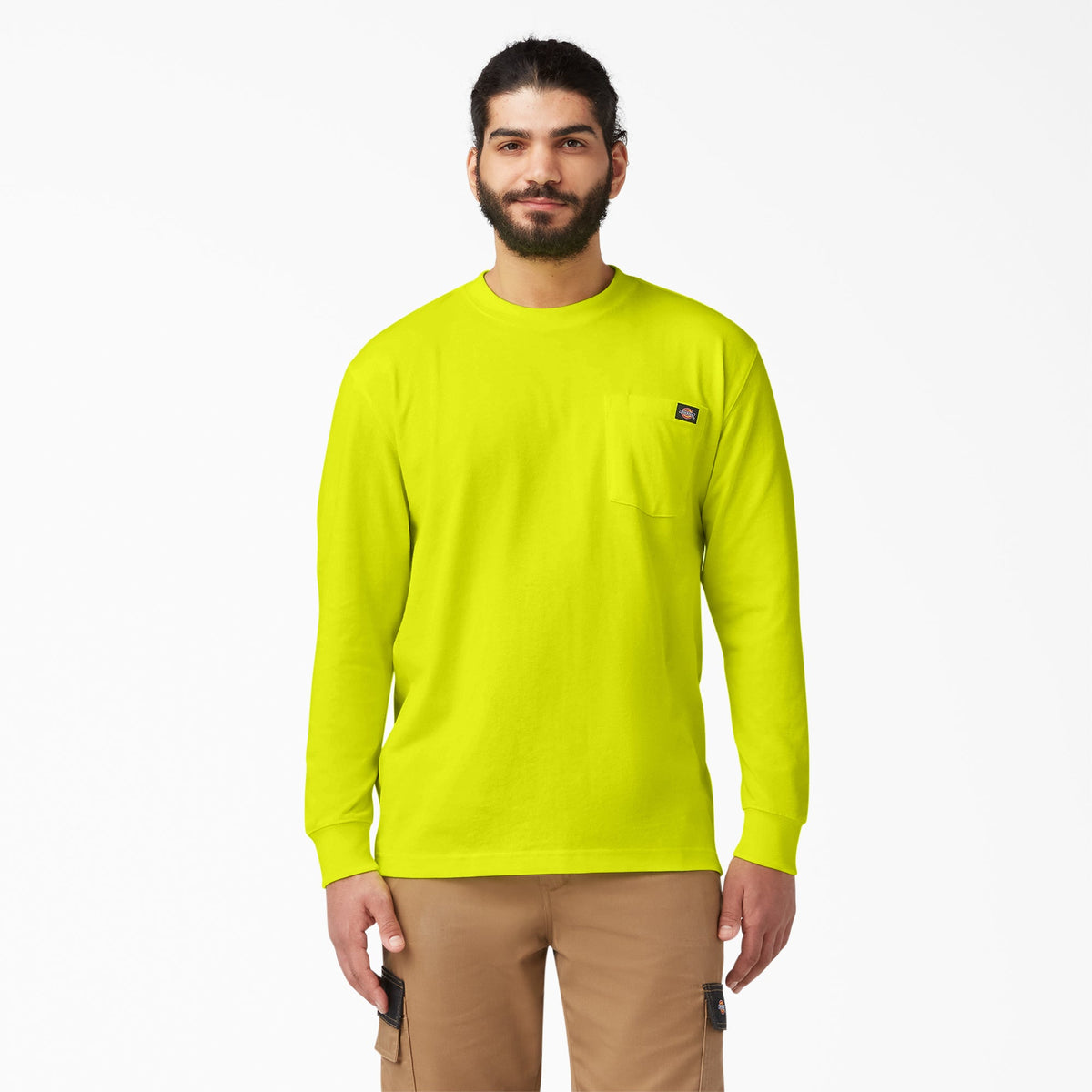 "Heavyweight Neon Long Sleeve Pocket T-Shirt"
