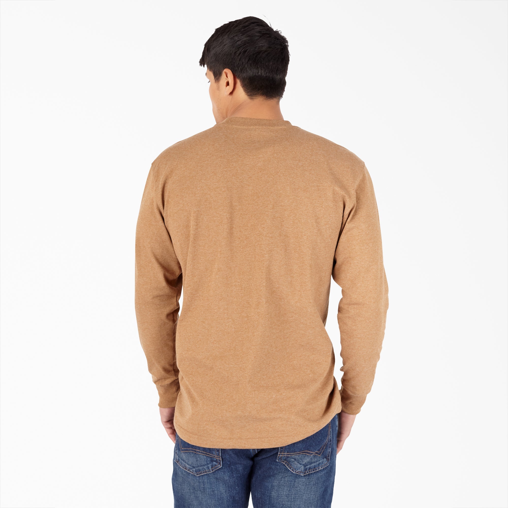 "Heavyweight Heathered Long Sleeve Henley T-Shirt"