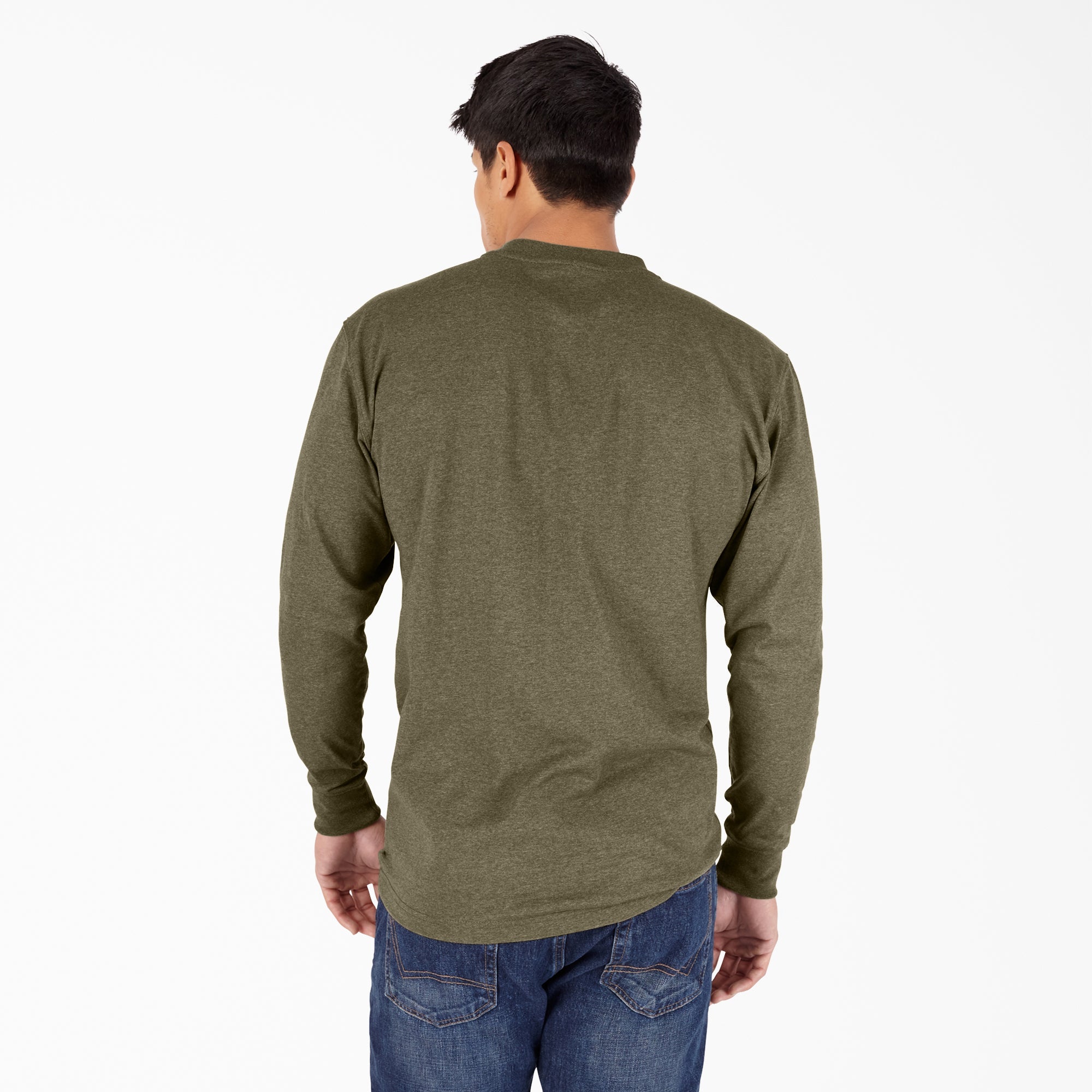 "Heavyweight Heathered Long Sleeve Henley T-Shirt"