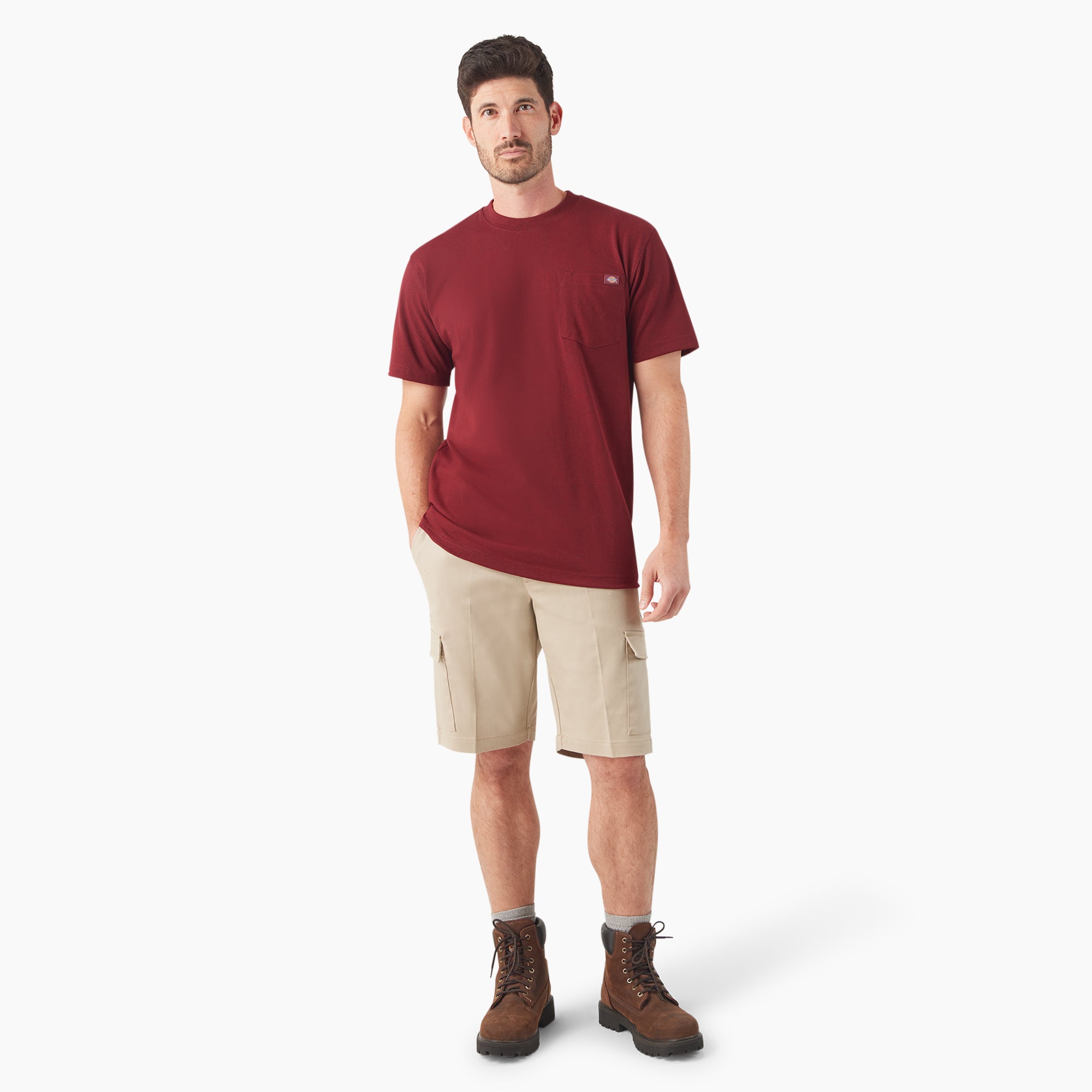 "Heavyweight Heathered Short Sleeve Pocket T-Shirt"