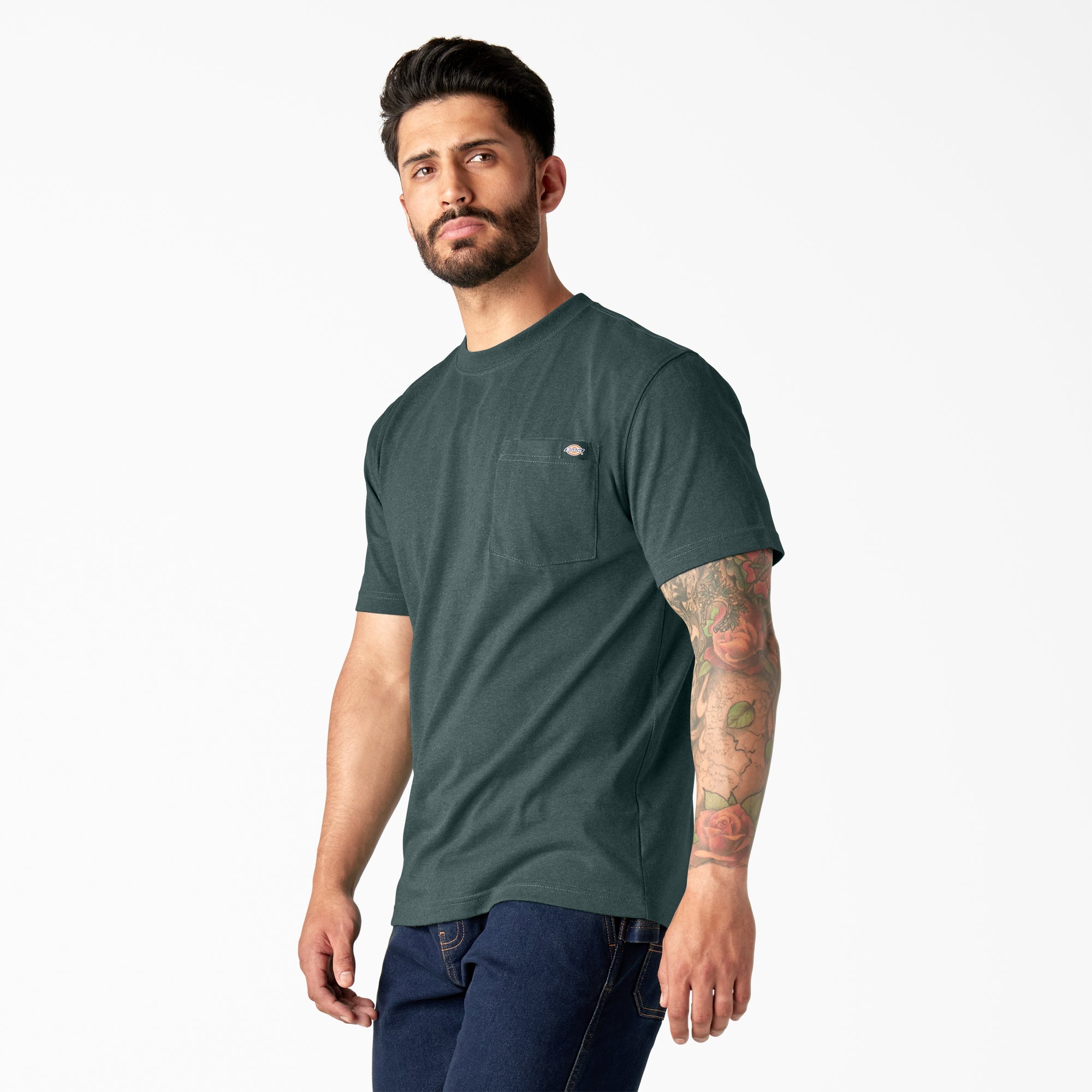 "Heavyweight Heathered Short Sleeve Pocket T-Shirt"