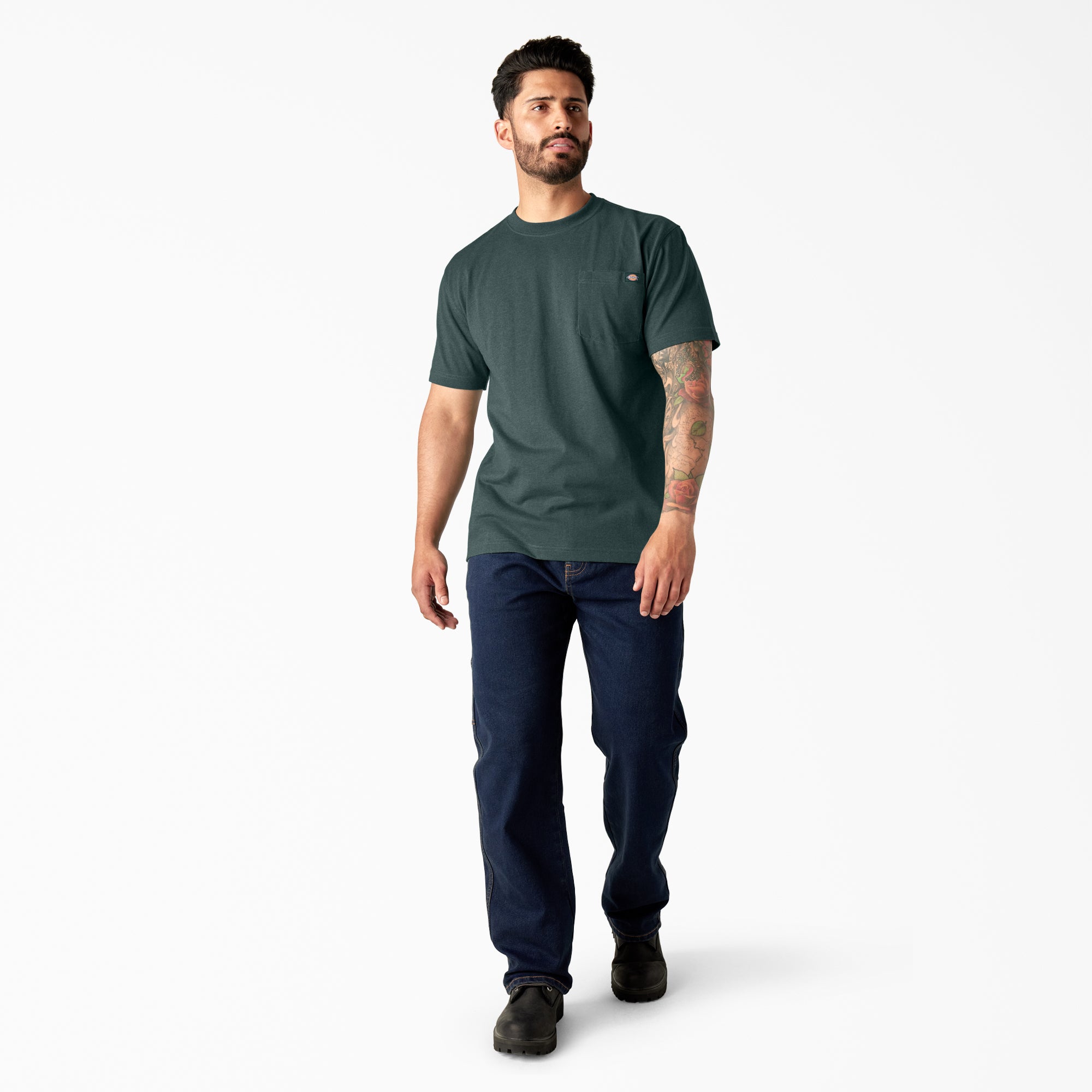 "Heavyweight Heathered Short Sleeve Pocket T-Shirt"
