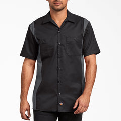 "Two-Tone Short Sleeve Work Shirt"