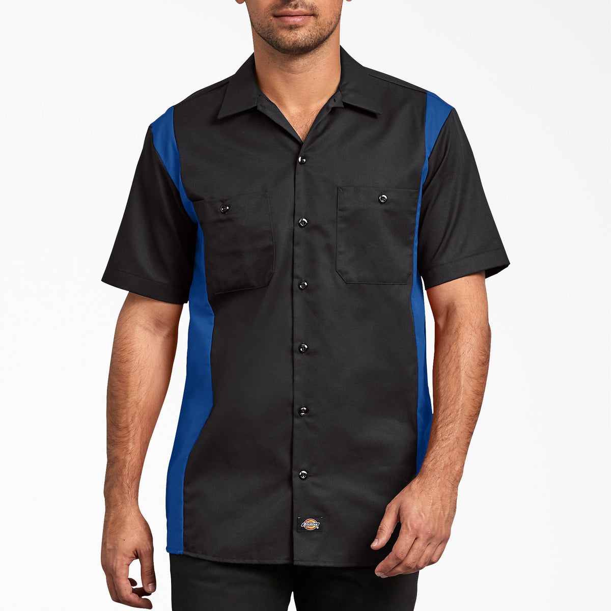 "Two-Tone Short Sleeve Work Shirt"